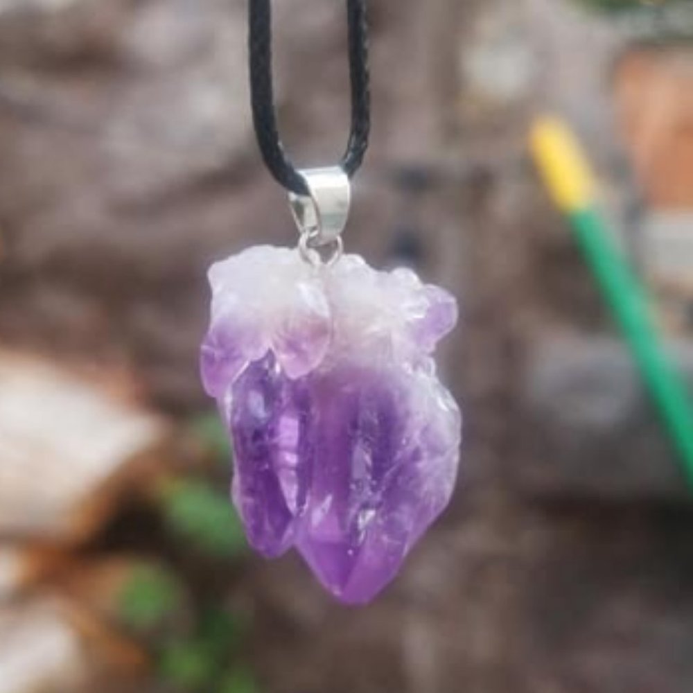 Raw Amethyst Healing Crystal Nugget Necklace